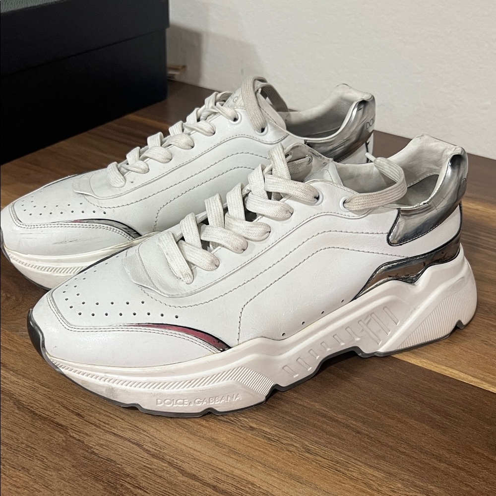 Dolce & Gabbana White and Silver Chunky Sneakers